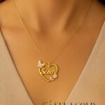 Delicata collana con nome, cuore e fiori – argento sterling 925