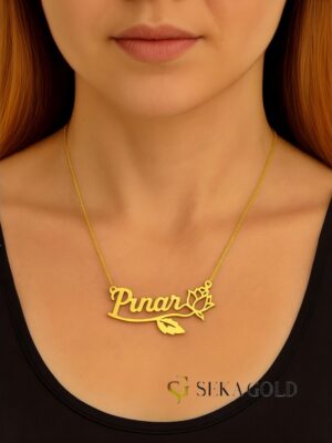 Collana con nome e motivo a rosa – argento sterling 925