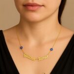 Naamketting met twee namen en Nazar-oog (boze oog) – 925 sterling zilver