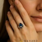 Anello a goccia con zaffiro – argento sterling 925