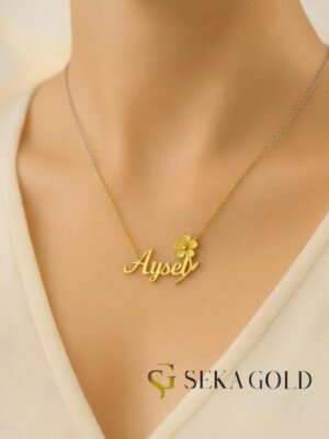 Elegante naamketting met madeliefje – 925 sterling zilver