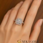 Anello solitario Cushion – Argento sterling 925