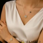 Set collana e bracciale fiocco di neve con pietre – argento sterling 925