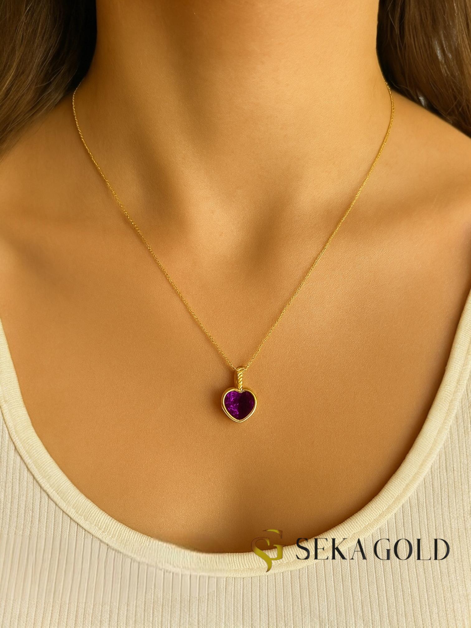 237fecdd-a994-4b46-ac28-248f7f61f7ed.jpeg Amethyst-Herzkette – 925er Sterlingsilber - immagine 1