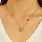 Collana a fiocco di neve con occhio di Nazar e pietre – argento sterling 925