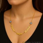 Ketting met drie namen en nazar-kraal – 925 sterling zilver
