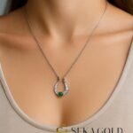 Collana Luna Crescente verde smeraldo – argento sterling 925