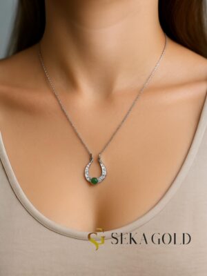 Collana Luna Crescente verde smeraldo – argento sterling 925