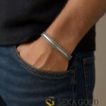 Bracciale rigido con dettaglio intrecciato – Argento sterling 925