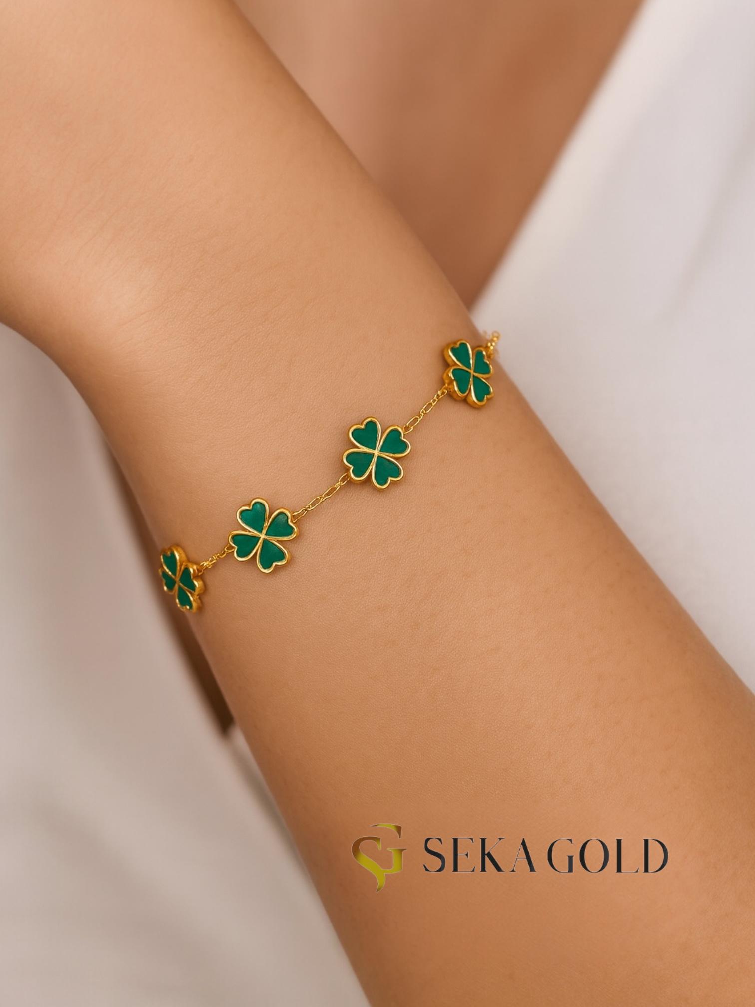 4811bdf1-1bcd-42dc-b259-89828d434741.jpg 🍀 Kleeblatt-Armband mit grüner Emaille – 925er Sterlingsilber - Image 1