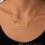 Name Necklace with Rose Detail – 925 Sterling Silver with 22 Karat Gold Plating