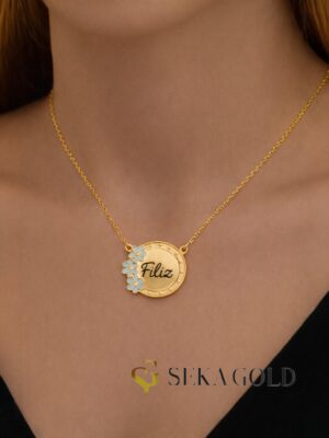 Collana con nome con motivo floreale – argento sterling 925