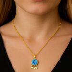 Collana assira con malocchio a 7 occhi – argento sterling 925 con placcatura in oro 22 carati