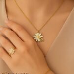Set van naamketting, ring en armband met madeliefje – 925 sterling zilver