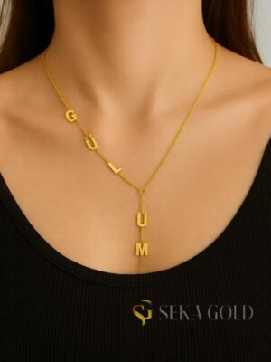 Y-Shape Letter Name Necklace – 925 Sterling Silver with 22 Karat Gold Plating