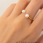 Ring met dubbele parel-ontwerp – 925 sterling zilver