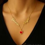 Collier Cœur à Deux Prénoms – argent sterling 925 plaqué or 22 carats