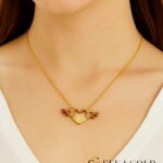 Collana a cuore con ala d'angelo e pietre – Argento sterling 925
