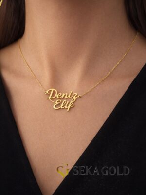 Elegante collana con nome con due nomi, argento sterling 925