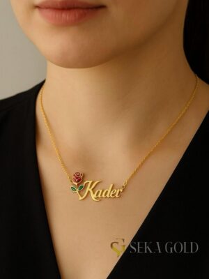 Elegante Naamketting met Roos – 925 sterling zilver