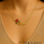 Collana con Nome e Rosa Rossa – argento sterling 925