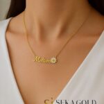 Collana con nome e dettaglio a margherita – argento sterling 925