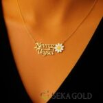 Namenskette mit zwei Namen und Gänseblümchen – 925er Sterlingsilber