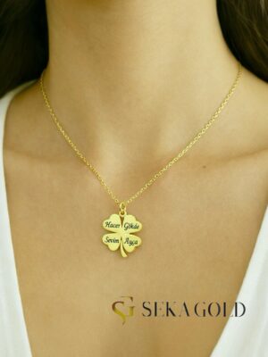 Collier prénom trèfle à quatre prénoms – argent sterling 925