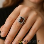 Rookkwarts Baguette Ring – 925 sterling zilver