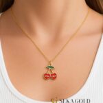 Collana con nome e ciliegie per due nomi – argento sterling 925