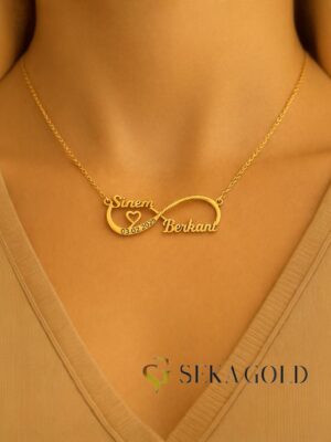 Collier avec deux prénoms & infini – Argent sterling 925