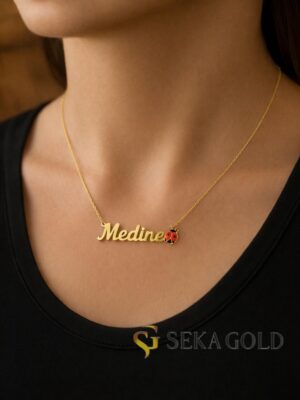 Collier prénom avec coccinelle – argent sterling 925