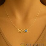 Oneindigheid met Nazar-kraal Hart Ketting – 925 sterling zilver met 22 karaat verguldsel