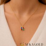 🍀 Collana con quadrifoglio colorato – argento sterling 925