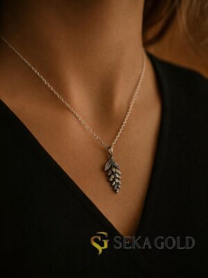 Collana con foglia di acacia – Argento sterling 925