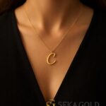 Collana con lettera C, argento sterling 925