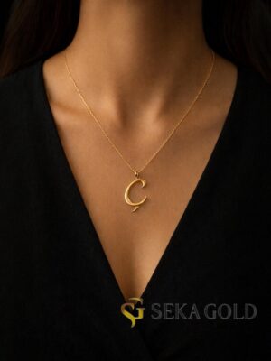 Collana con lettera Ç – argento sterling 925