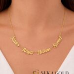Name Necklace with Four Names – 925 Sterling Silver with 22 Karat Gold Plating