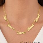 Name Necklace with Five Names – 925 Sterling Silver with 22 Karat Gold Plating