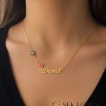 Collana con nome, rosa e Nazar – Argento sterling 925