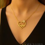 Daisy Heart Name Necklace – 925 Sterling Silver with 22 Karat Gold Plating