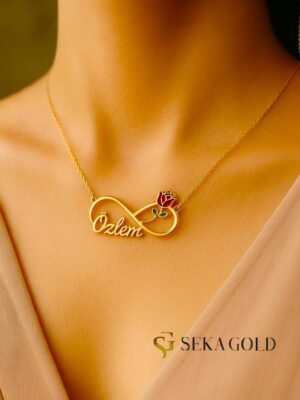 Collana con rosa e infinito – argento sterling 925