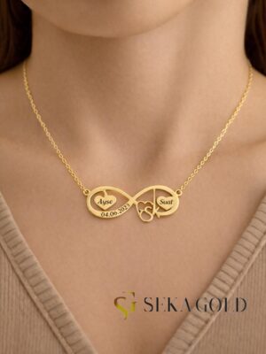 Collier prénom avec deux prénoms, infini et amour – argent sterling 925