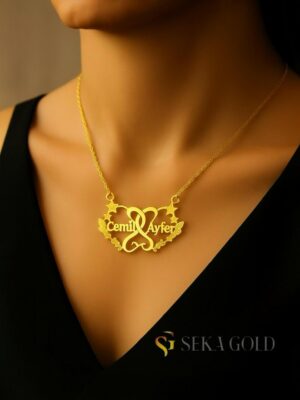 Collana con due nomi e dettaglio a cuore e stella – argento sterling 925