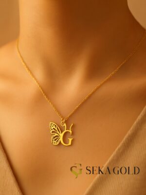 Collana farfalla con lettera – argento sterling 925