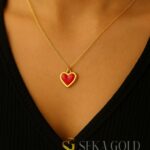 Collar Corazón Rojo – plata de ley 925 con baño de oro de 22 quilates