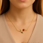 Elegante Rozen halsketting – 925 sterling zilver met 22 karaat verguldsel