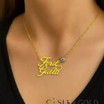 Name Necklace with Two Names and Nazar Evil Eye – 925 Sterling Silver