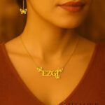 Naamketting en oorbellen set met vlinder – 925 sterling zilver