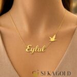 Collana con nome con uccello libero, argento sterling 925